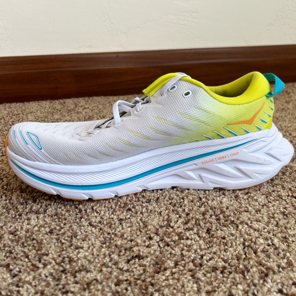 Hoka One Bondi X Men Sz 12 D Running Shoes 1113512 White Primrose Carbon Fiber - Picture 5 of 11